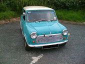 Mini Classic visiting Dave Baskerville Auto Services in North Devon