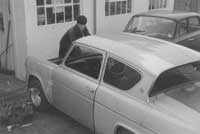 Dave Baskerville with first car he built a competition engine for